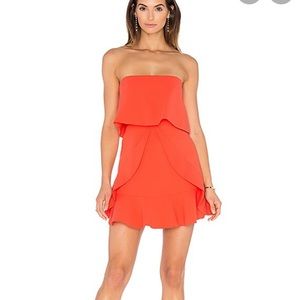 BCBGMAXAZRIA- Charlot Strapless Popover Dress, color: Poinsettia